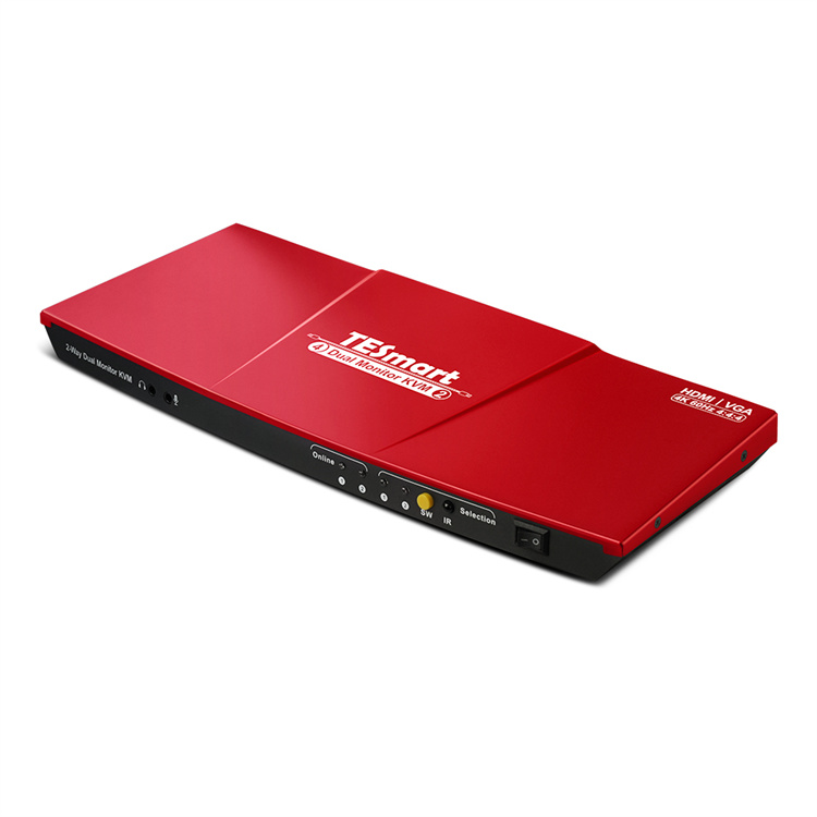 KVM-Консоль TESmart 4x2 с двойным монитором, поддержка 3840*2160 @ 60H, 4 в 2 выхода, HDMI и VGA-порт, шальтер Ultra HD 4k KVM-коммутатор