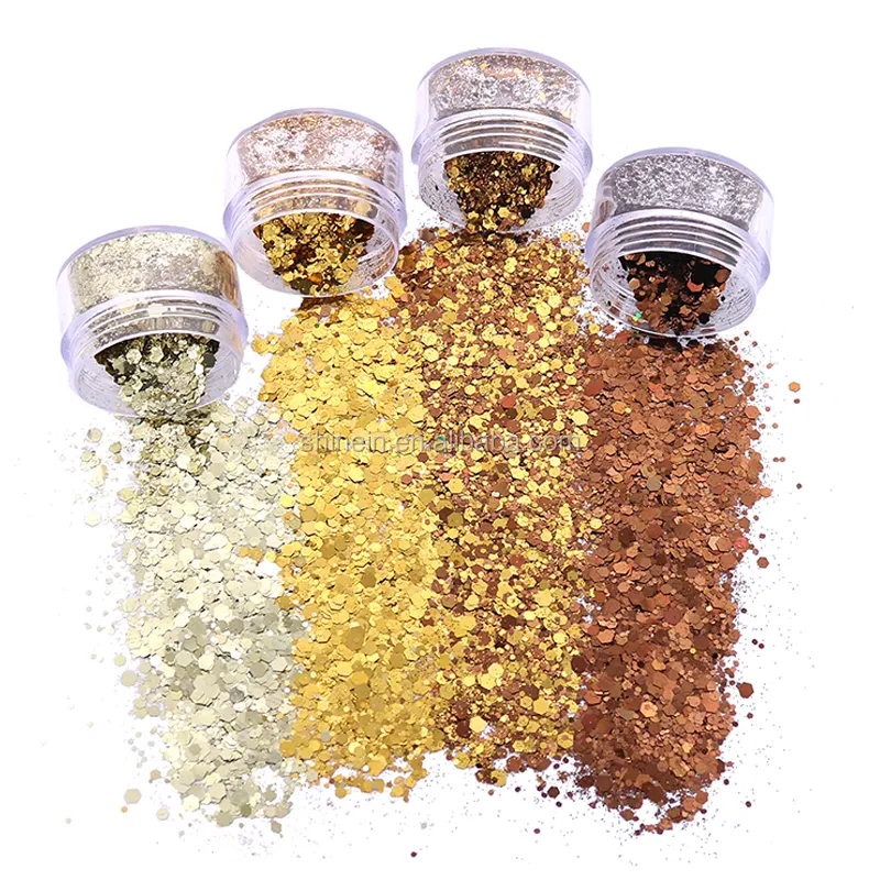 Wholesale Mixed Gold Glitter Chunky Eco friendly Holographic Make up Eyeshadow Face ChunkyGlitter for Decoration