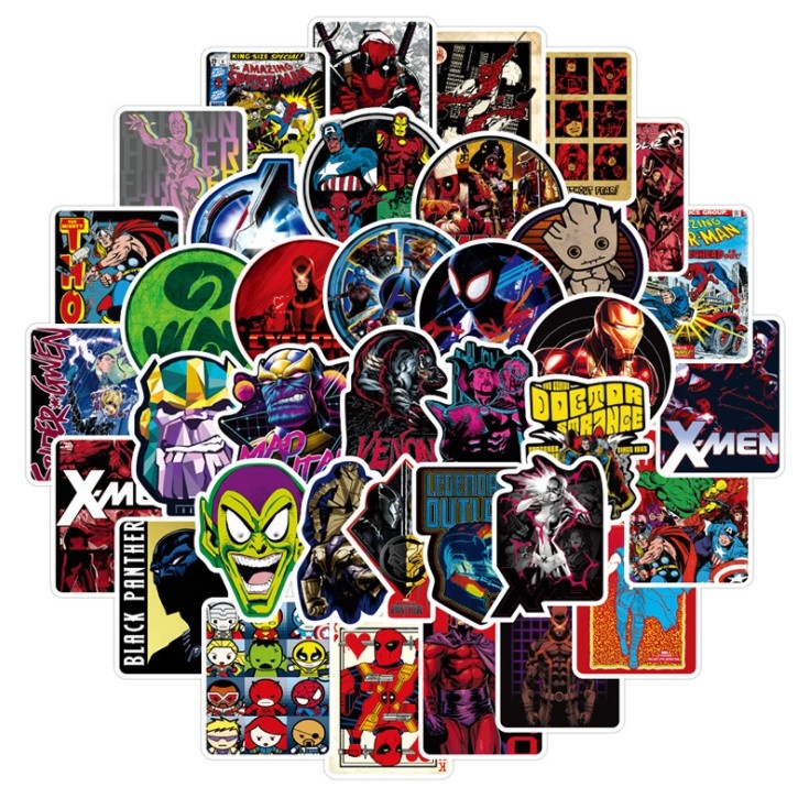 Movie Marvel The-Avengers Stickers Waterproof Skateboard Guitar Luggage Laptop Cartoon Sticker Kids Toys