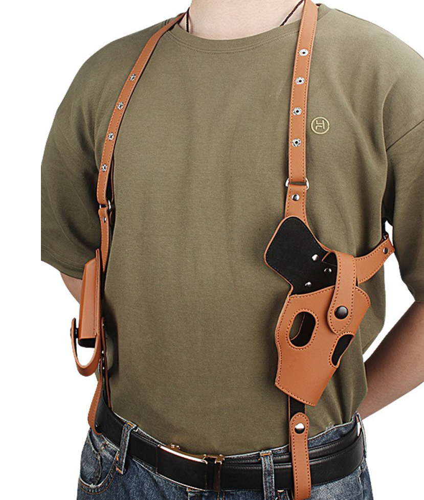 Adjustable Dual Shoulder PU Leather Concealment Holster Includes Spare Screws Dual Shoulder Gun Holster