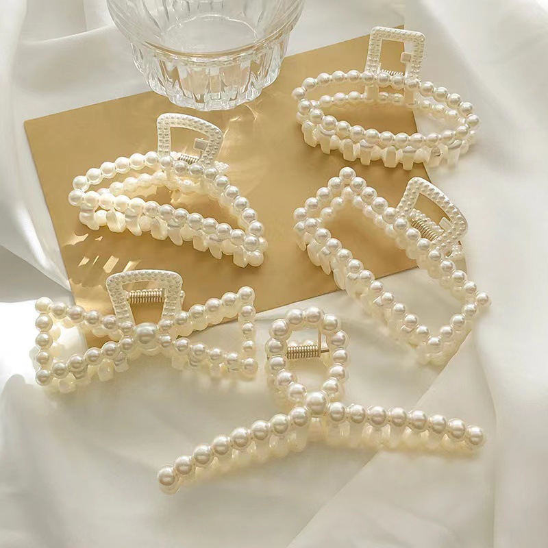 Kinling Fast Shipping Hot Style Simple Women's Large Metal Hair Claws With Pearls