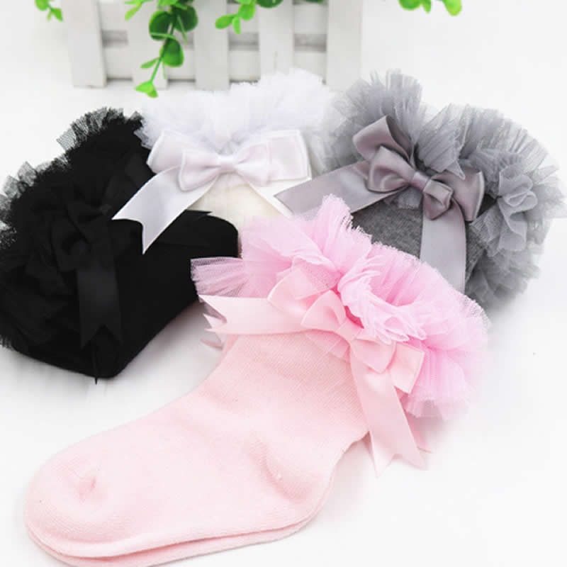 Infant Newborn Toddler Baby Girls sock Kids Princess Bowknot Lace Floral Short Socks Cotton Ruffle Frill