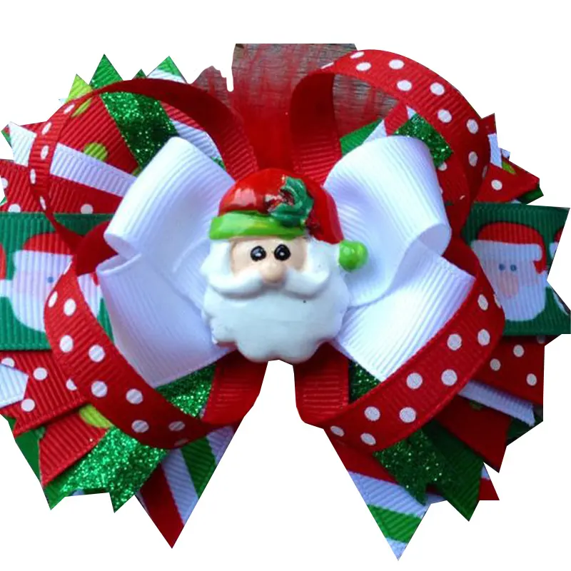 newest christmas hair bows snowflake elf  big hair clip large holiday toddle girl  hair accessories