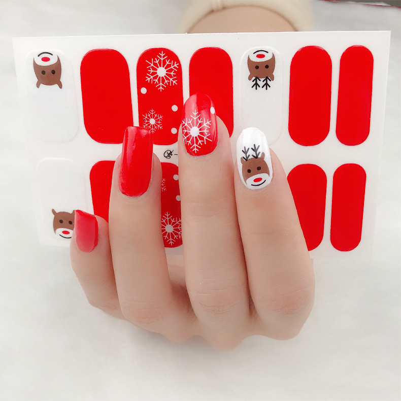 OMG Wholesale Bling Crystal Rhinestones Luxury Nail Decals Animation Elk Christmas Deaigner Nail Art Stickers Leopard Set