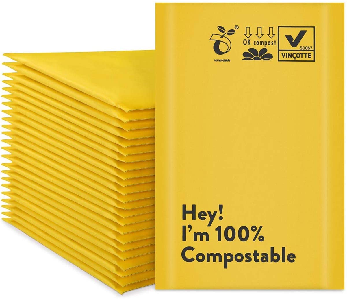 Compostable Упаковка Обертывание конверты мешки Экологичные само уплотнение мешки 100% биоразлагаемые Пузырьковые почтовые пакеты