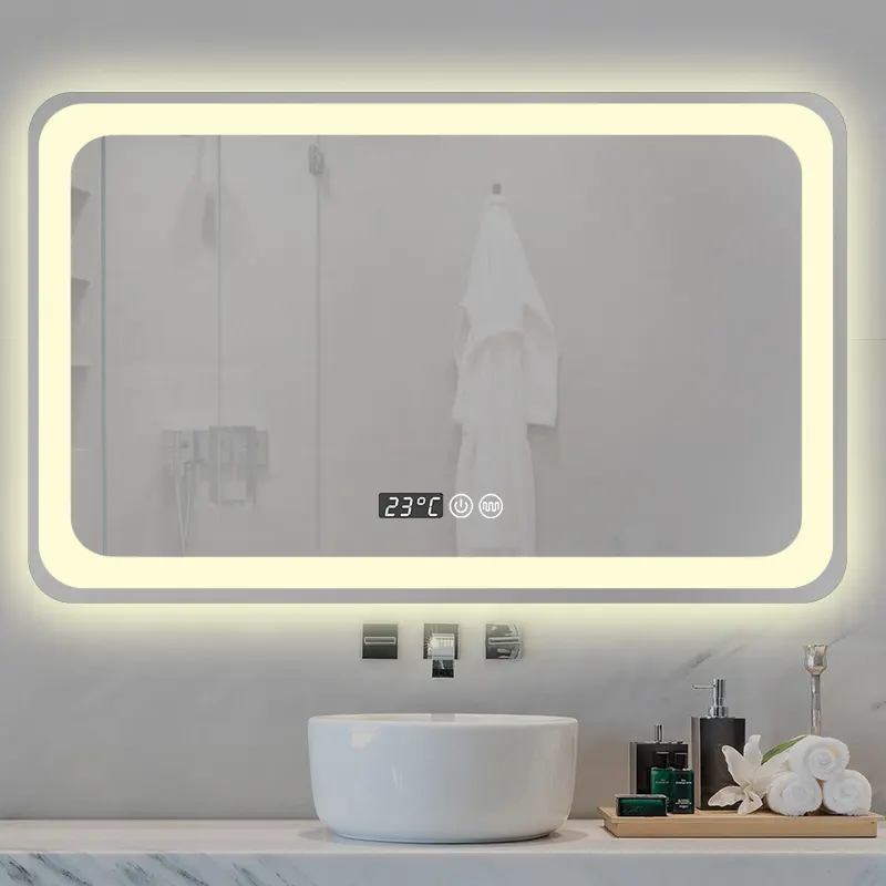 Wall Mounted Smart Mirror LED Vanity Bathroom Mirror with date/weather/temperature