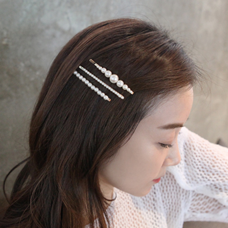 Word clip girl hairpin fashion pearl hairclip trend metal bangs edge clip headdress