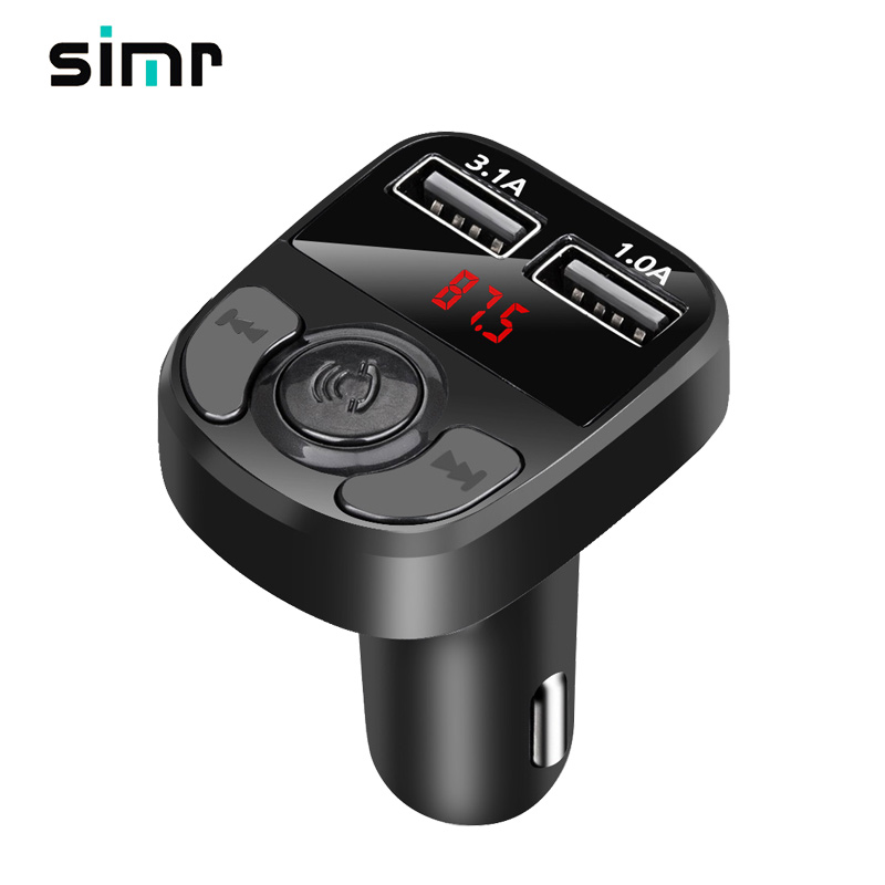 Simr BT5.0 синий зуб FM передатчик FM Автомобильный mp3 плеер FM модулятор громкой связи Bluetooth гарнитура для авто Dual USB быстрое автомобильное зарядное устройство синий зуб машинный набор