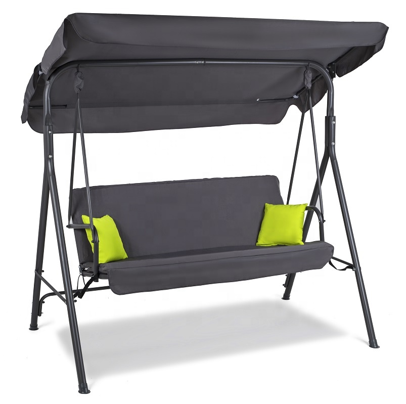 Modern Outdoor Swing Chair Garden 3 Seaters Metal Swing Chair With Canopy