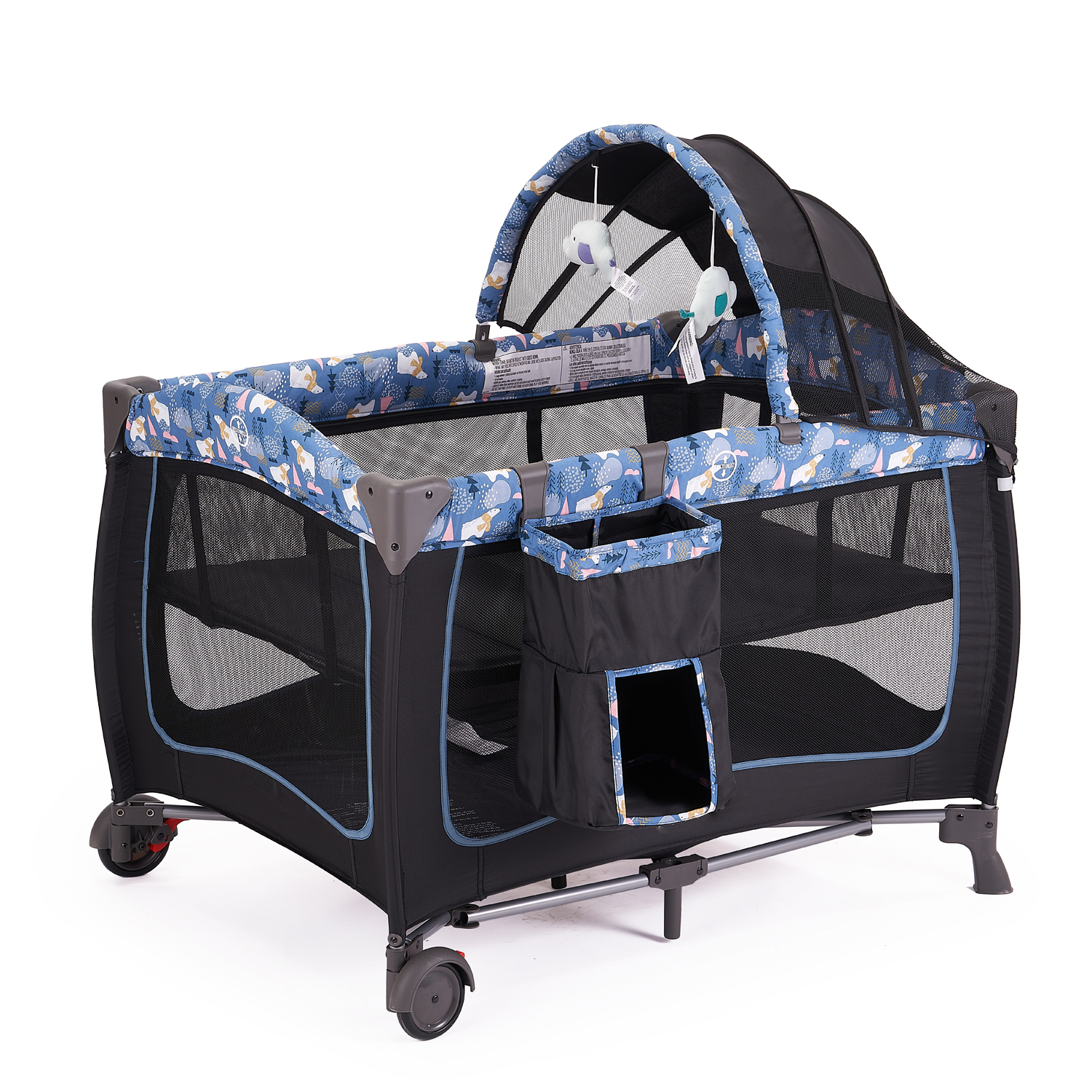 Удобный складной манеж baby playard с принтом в виде героев мультфильмов с обеих сторон