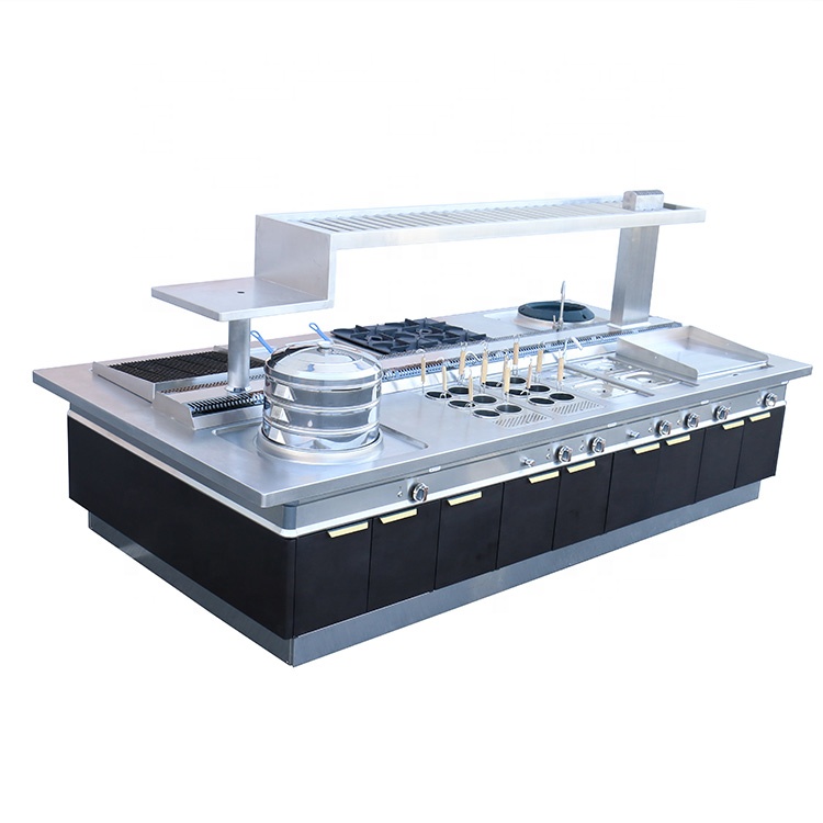Large scale combined furnace with multiple stoves in commercial kitchen cooking equipment