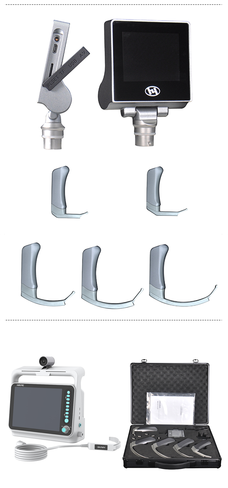 Anesthesia Difficult Airway Management Blade mile 0,1,2,3,4  Reusable adult and pediatric Video Laryngoscope