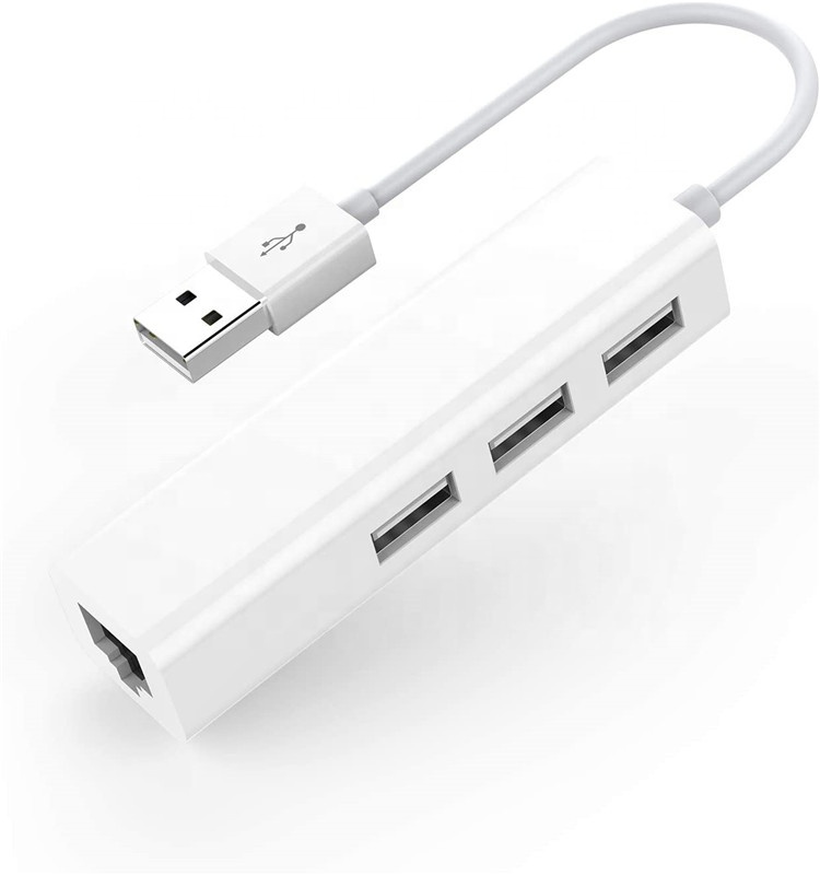 Концентратор с 3 USB-портами и адаптером RJ45 LAN, расширитель сети Ethernet для ноутбука, совместимый с MacBook Air/Pro (предыдущее поколение)