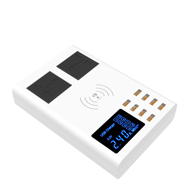 DP UK Smart USB зарядное устройство 40 Вт с универсальная розетка переменного тока светодиодный дисплей 8-портовый беспроводной адаптер для зарядного устройства