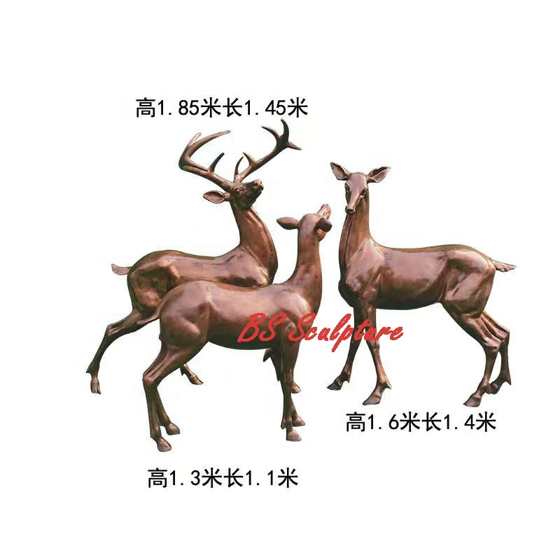 outdoor decoration life size fiberglass deer statue sculpture