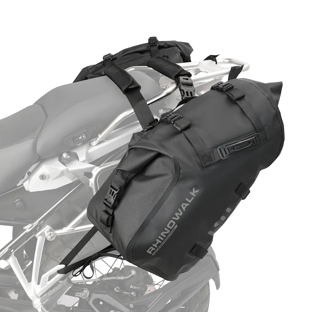 Rhinowalk Motorcycle Waterproof Saddle Bag Bike Large Capacity Soft Tail Seat Luggage For Motorbikes
