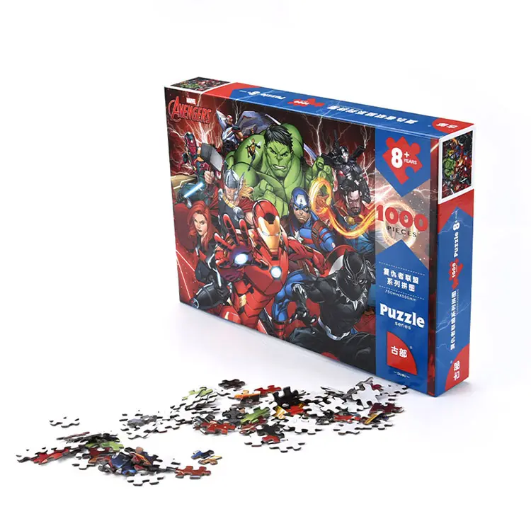 High Quality Blank Puzzle Board Printing 1000 Pieces Super Hero Cartoon Puzzle Game Jigsaw
