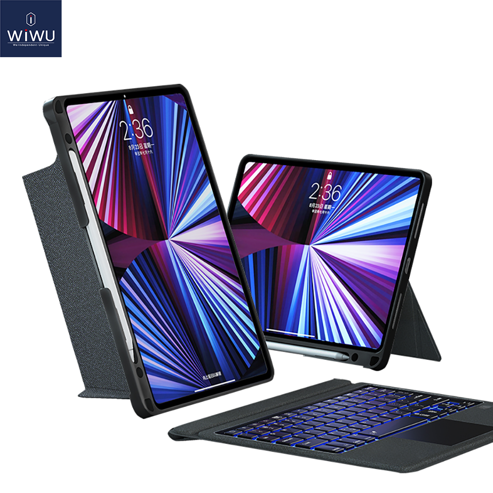 Беспроводная BT клавиатура WiWU для IPad Pro 12,9 Air 4 английская арабская клавиатура с держателем для карандашей 7 цветов подсветка