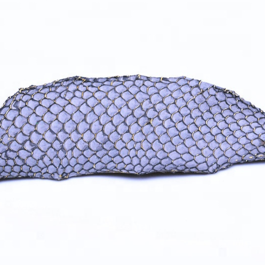 Синий Tilapia рыбья кожа с серебряной боковой отделкой для сумки