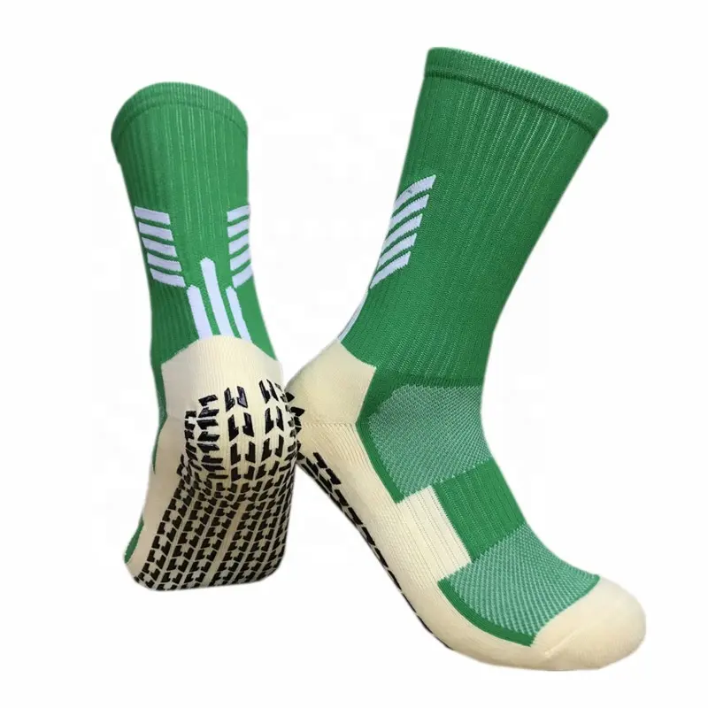 Wholesale High Quality Custom Embroidery Logo Cotton Sports Soccer Socks Men Anti Slip Grip Football Socks
