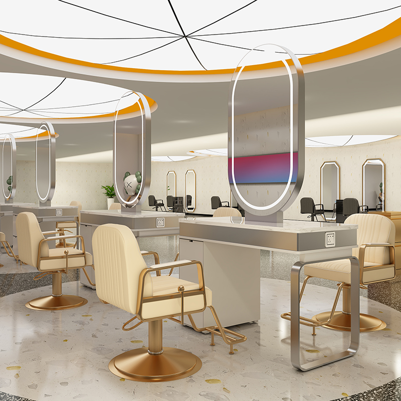 Barber shop special mirror table LED lamp cabinet integrated double-sided mirror