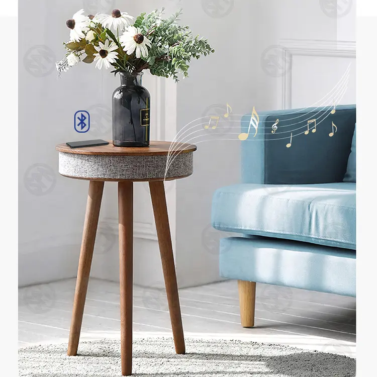 Nordic Sofa Side Table Modern Minimalist Living Room Round Wireless Charging Smart Bt Music Side Table