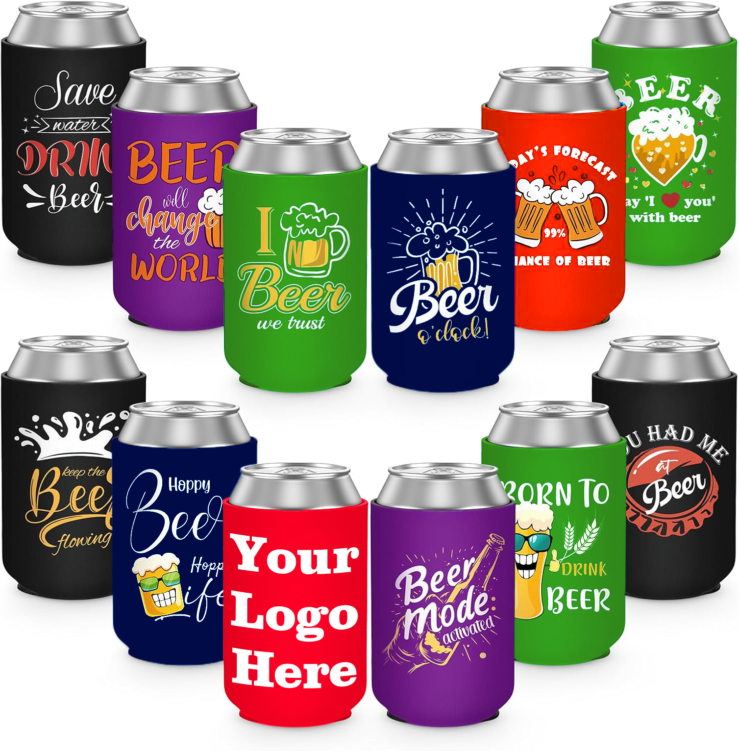 Custom Design Logo Print Stubby Holder Coozy Universal Bottle Beer Blank Insulated Neoprene Sublimation Can Cooler