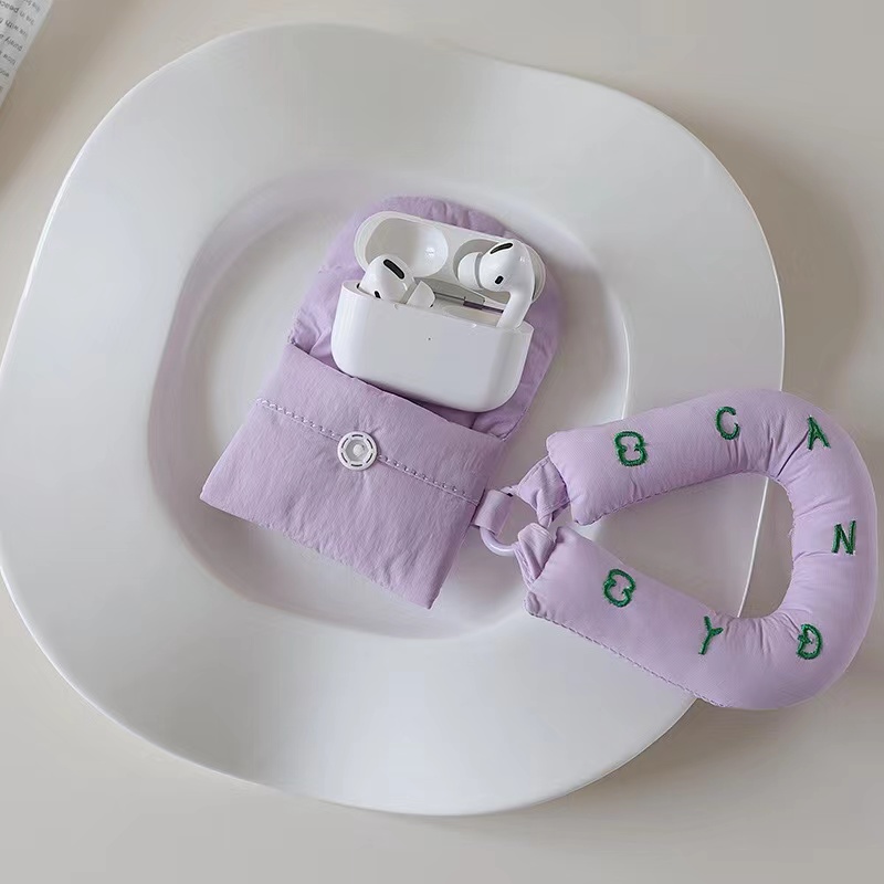 Модный цветной нейлоновый пухлый милый мини-чехол для Airpods портативный чехол для переноски переносной чехол для наушников