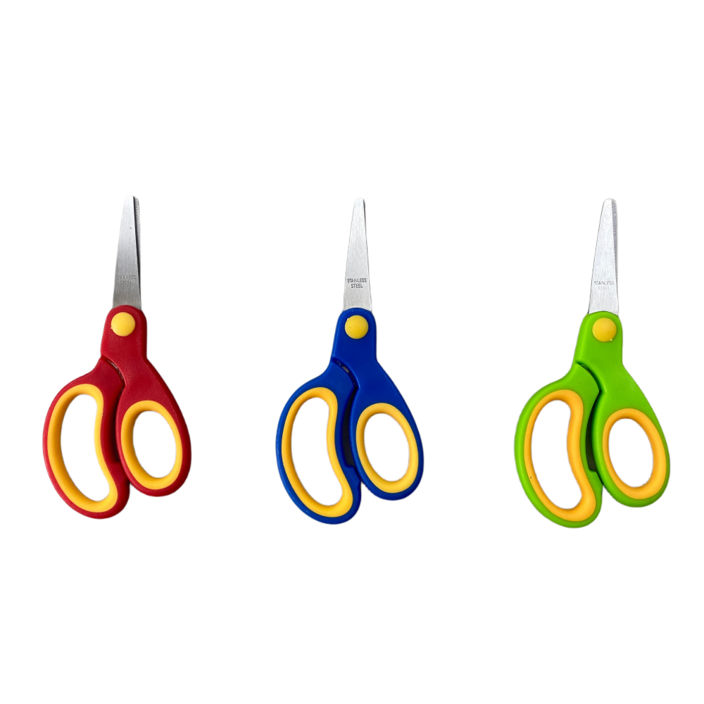 Factory wholesale OEM Kids Student stationery DIY Widely stainless steel cutting paper dull safety small scissors for school