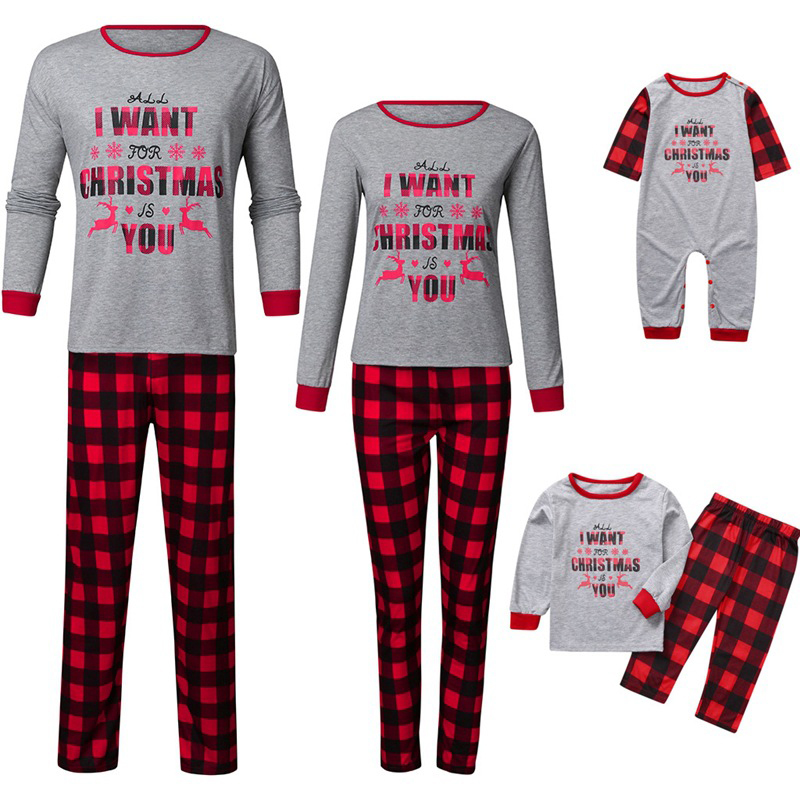 KKVVSS 6114 Christmas clothes man and women pajamas family sets piece children loose home wear casual wholesale kids sleepwear
