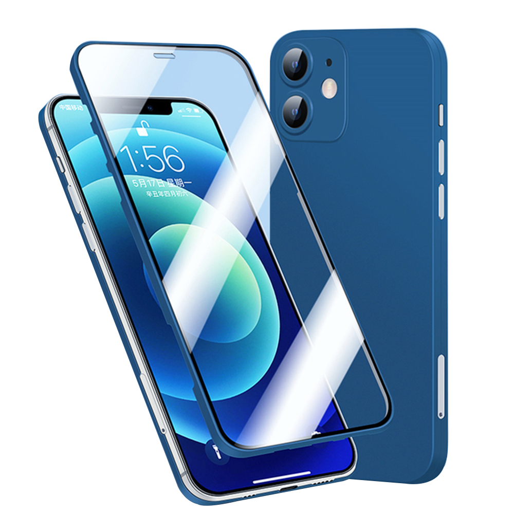 360 Protective Cover 2 in 1 tempered glass with tpu phone case For Iphone 6 7 8 X XS XR 11 12 Pro Max