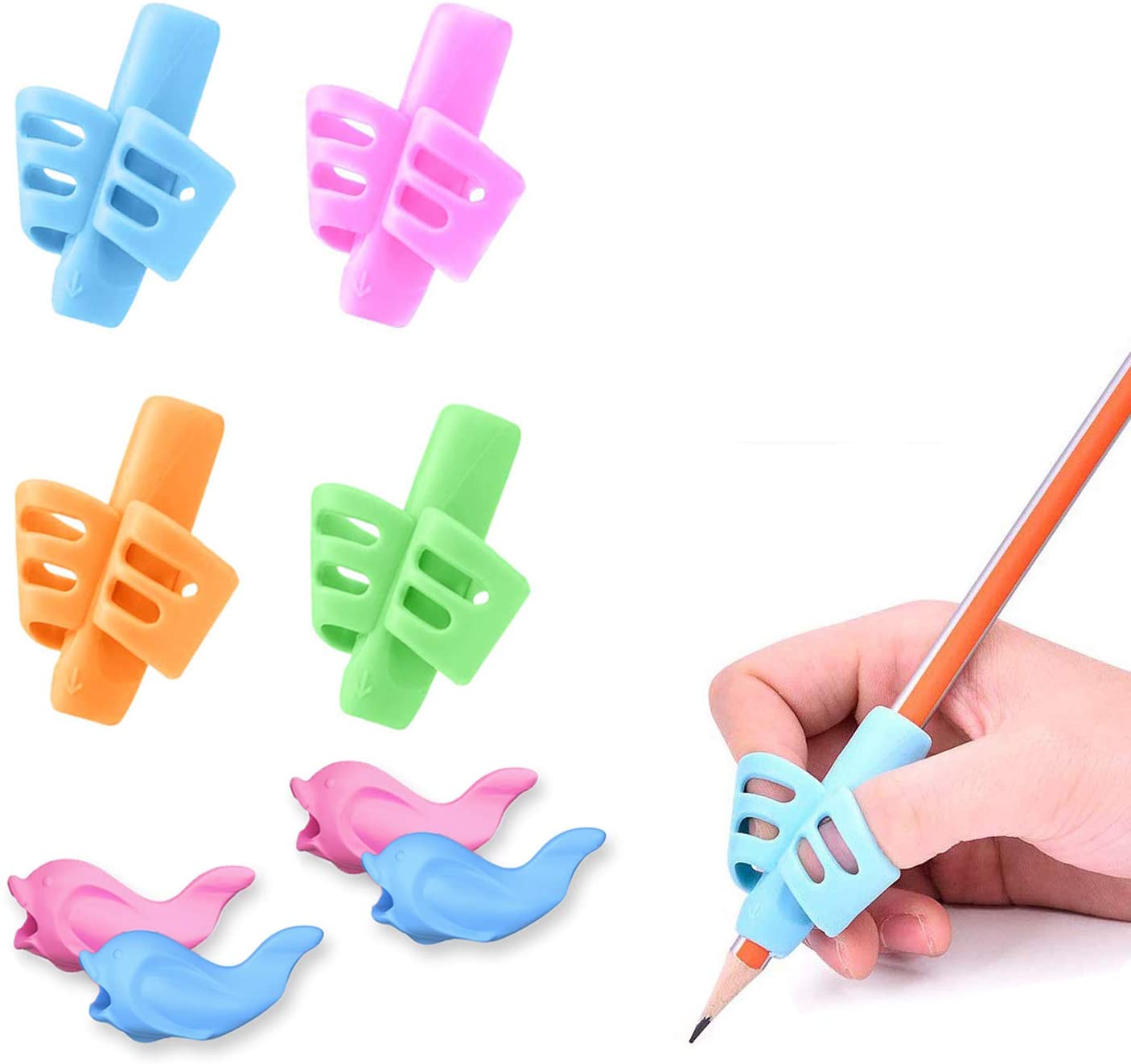 Pencil Grips for Kids Handwriting Writing Aid Gripper Trainer, Finger Grip Posture Correction Tool for Children Preschooler