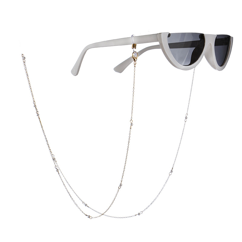 18K Gold Plated Cute Pearl Eyeglass Chain Thick Plating Layer Sunglass Holder for Women