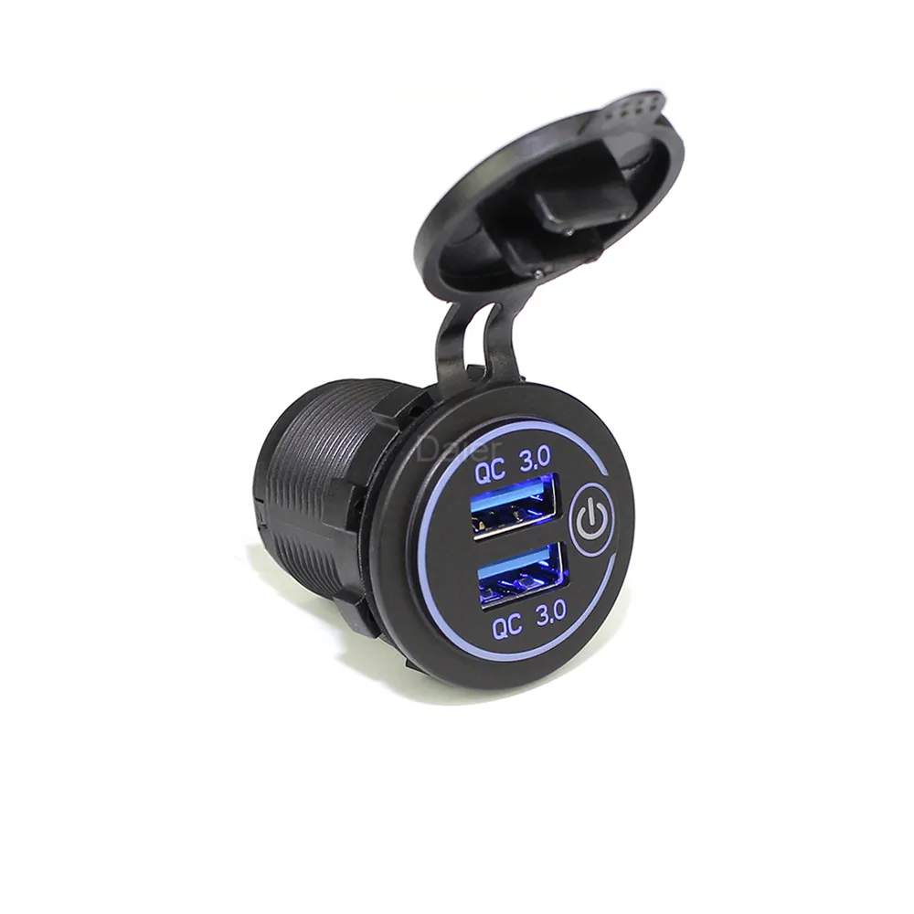 DS2013H-7.2A-S QC3.0 Bus Type C USB Quick Charge 3.0 Car Charger Socket With LED Light