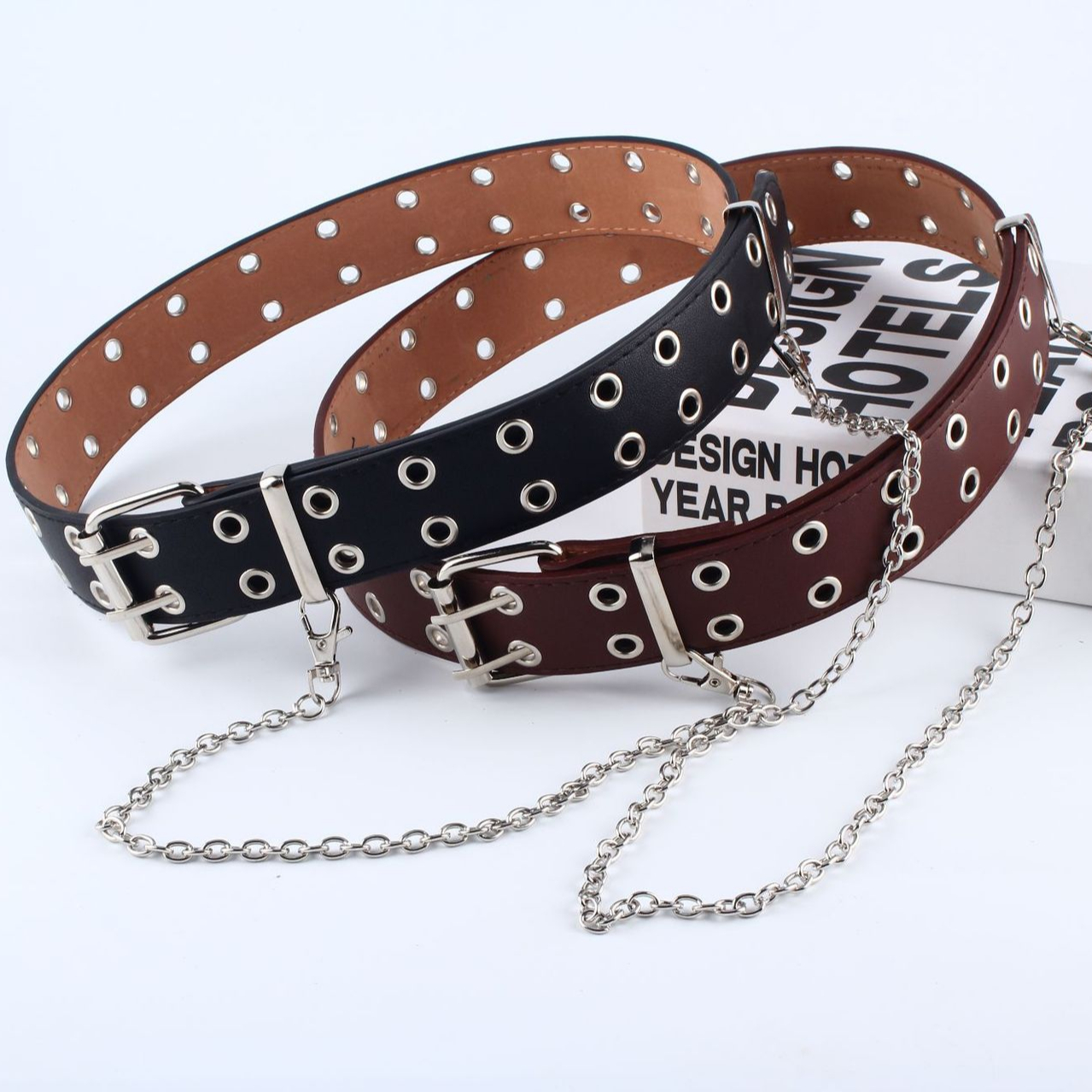Factory direct sale punk style belt Korean jeans fashion hanging chain decorative trousers with corns belt