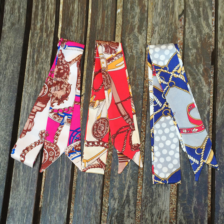 Fashionable Silk Scarf Tie Bag Handle Polyester Mini Ribbon Scarf For Women
