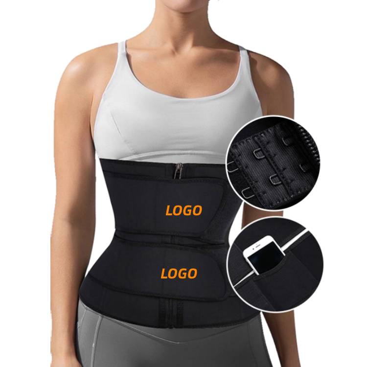 Feelingril High Quality Latex Custom Logo Double Belt Zipper Body Shaper Women Slimming Waist Trimmer Trainer