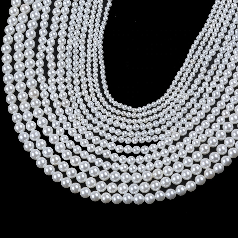 Wholesale 2mm/3mm/4mm/5mm Round White Shell Pearls Loose Beads For Jewelry Making