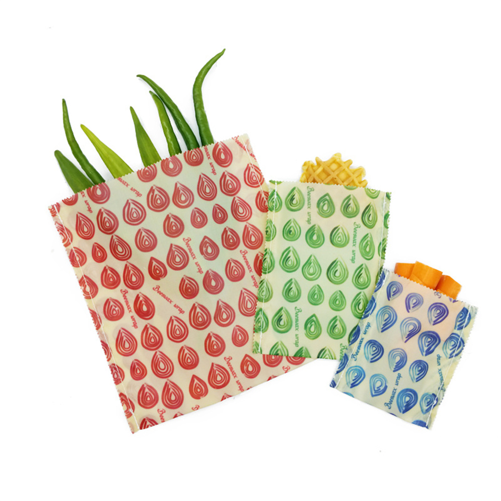 Beeswax Wrap Storage Bag Reusable Food Storage Bags Plastic Free Biodegradable Food Wrap Alternative