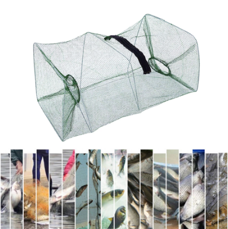 4/6/8/10/12/16/20 Holes Folded Portable Hexagon Fishing Net Crayfish Fish Automatic Trap Shrimp Carp Catcher Cages Mesh Nets Cra