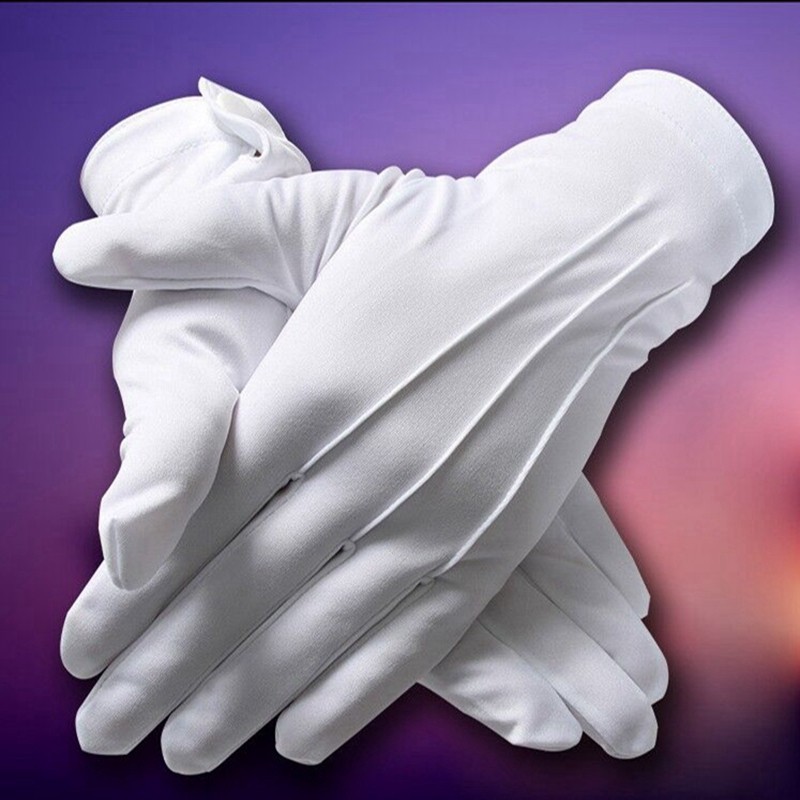 Party Festive Wedding Ceremony Formal Uniform Guard Men Solid White Tuxedo Gloves