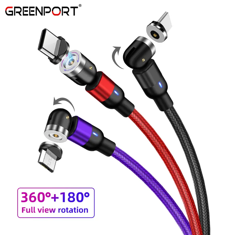 Wholesale On stock 3 in 1 magnetic charging cable 540 micro lighting mobile phones  type c usb fast charging charger  usb cable