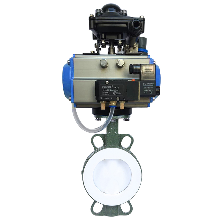 DN150 DN80 PN16 3 дюймов PTFE сиденье межфланцевый клапан пневматический Дроссельный клапан управления приводом двойного действия с пружинным возвратом