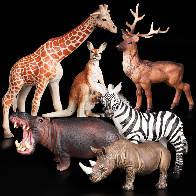 Simulation animal model toy soft plastic wild animal tiger lion elephant giraffe hippo PVC toy model