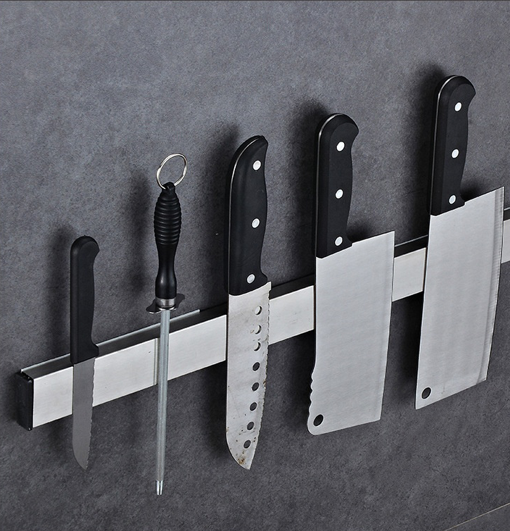 Easy Installation seamless Stainless Steel for kitchen knife storage magnet tool bar Single row