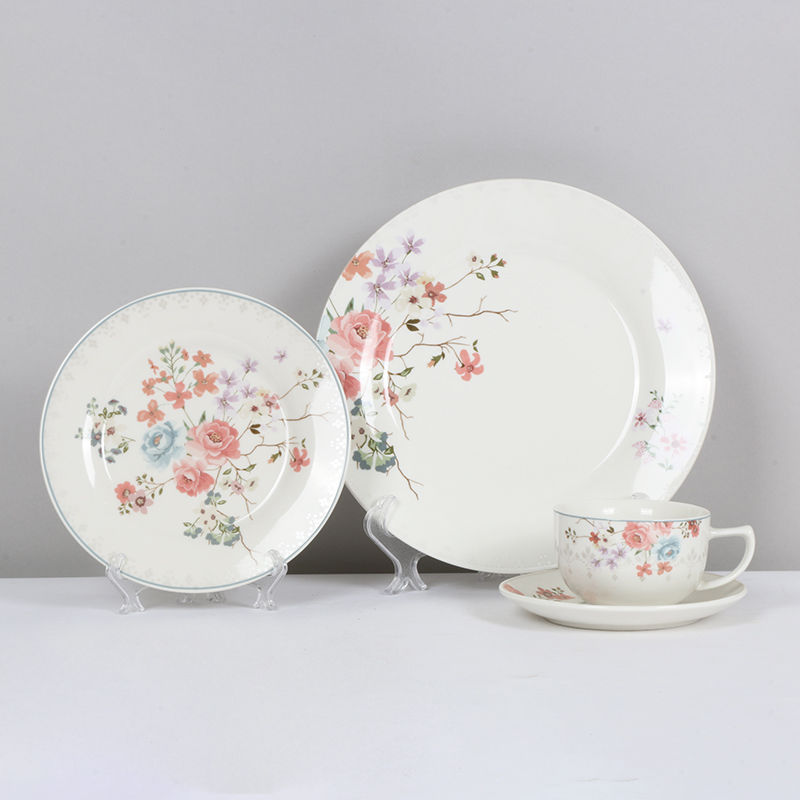 Customized decal printing flower design factory directly 20pcs ceeramic tableware dinnerware set