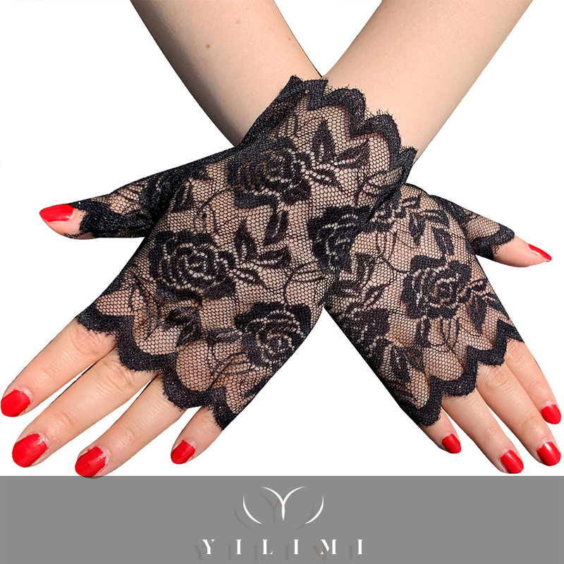 New Arrival Bridal Accessories Wedding Half Finger Sunscreen Short Gloves Fashion Sexy Women Driving Fingerless Lace Gloves
