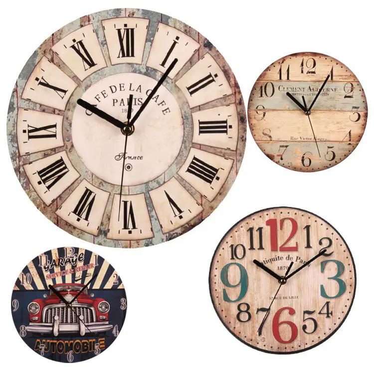 Hot Selling Nordic Retro Wooden Home Decoration Mute Creative Wall Clock