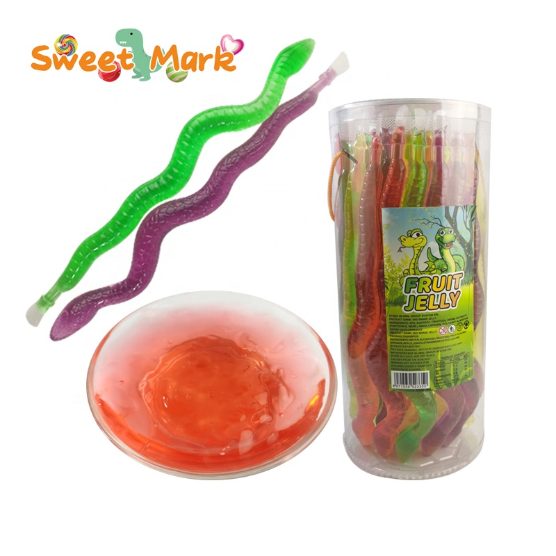 Interesting snake shape jelly halal candy Mixed fruit flavor