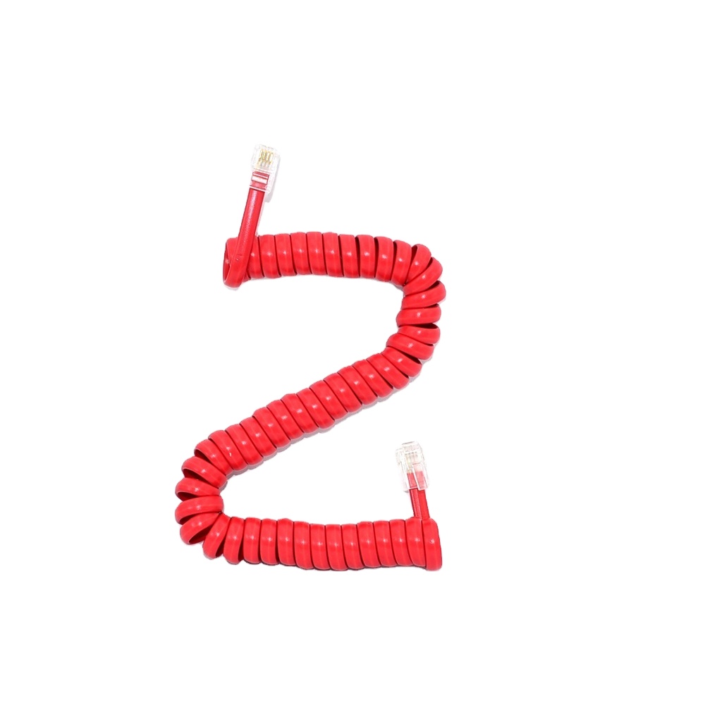 Горячая распродажа! 4 core 4 pin RJ9 со спиральным кабелем для телефона